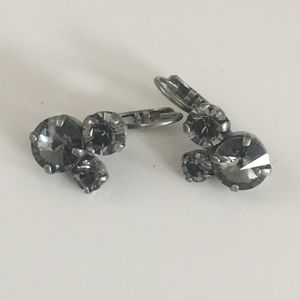 Authentic Sabika Tri Stone Earring in Smokey Grey